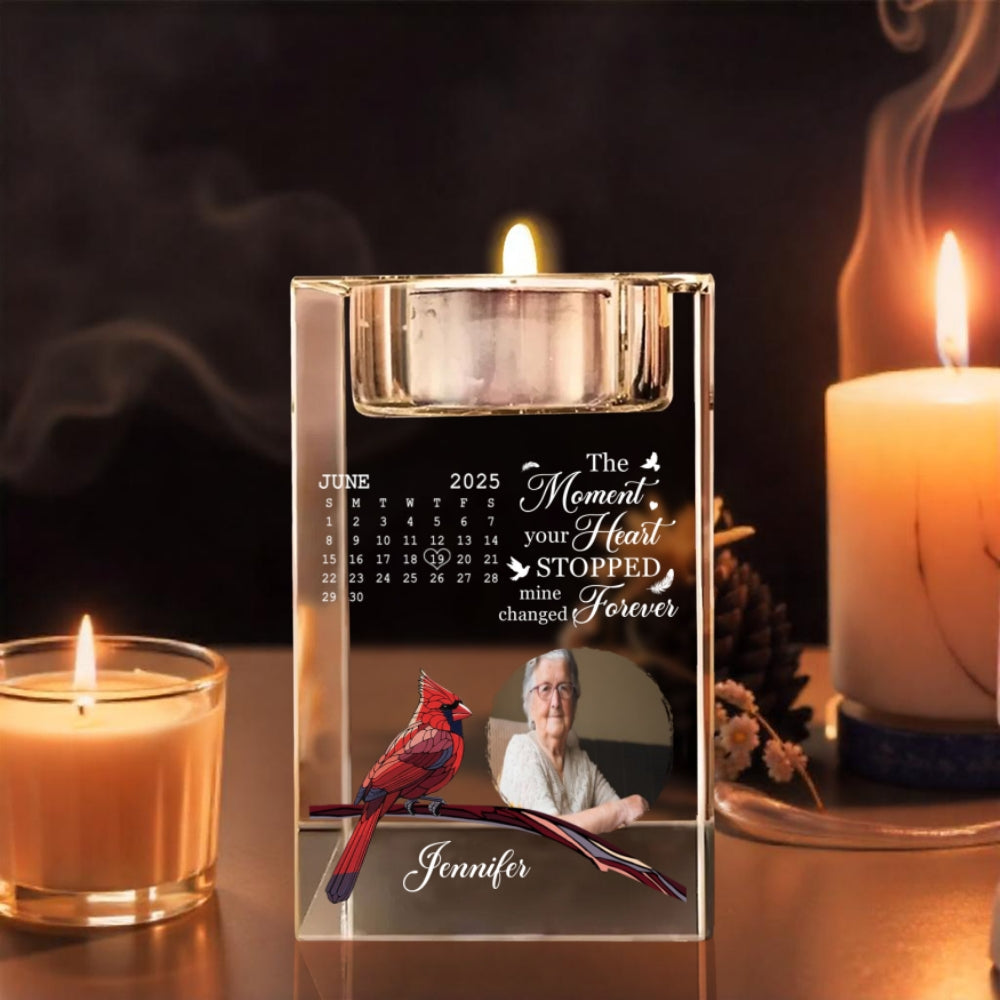 The Moment Your Heart Stopped - Personalized Crystal Candle Holder