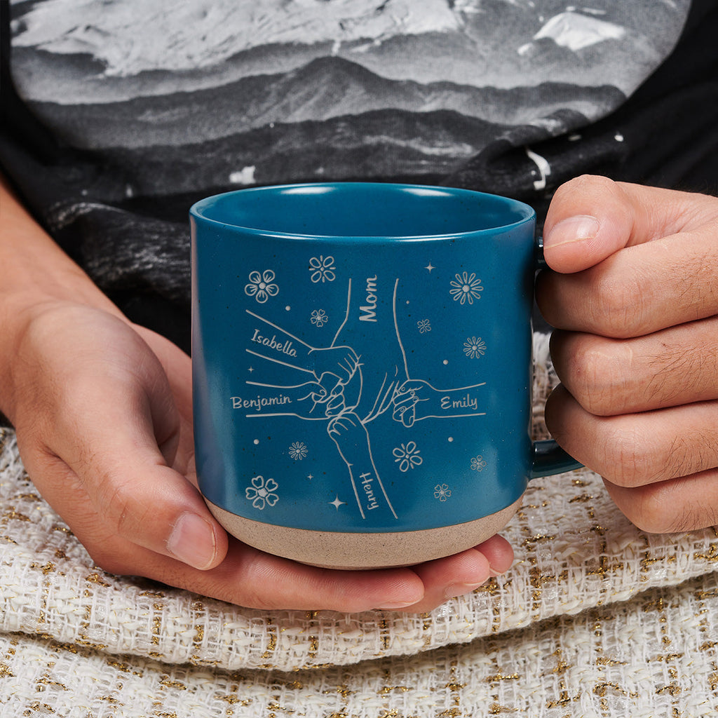Custom Christmas & Birthday Gift for Mom • Mom Hold My Hand - Personalized Engraved Pottery Mug
