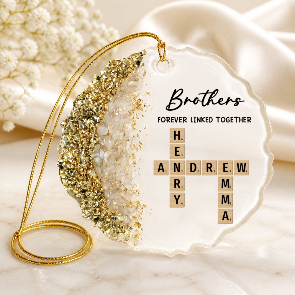 Custom Brothers & Sisters Christmas Ornament •  Family Roots Keep Us Together - Personalized Resin Ornament
