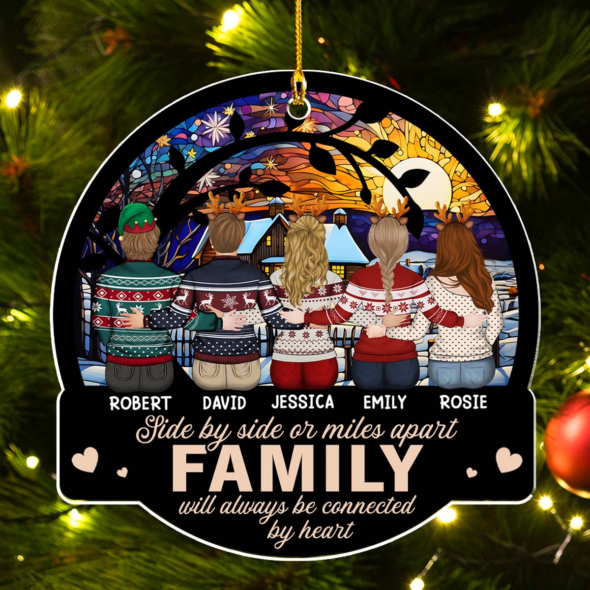 Custom Sister Christmas Ornament •  Circle Of Love - Personalized Acrylic Ornament