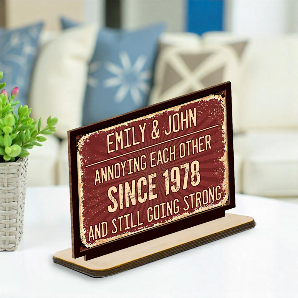Custom Decor for Husband, Gift for Him • Annoying Each Other - Personalized 2-Layer Wood Plaque With Flat Base