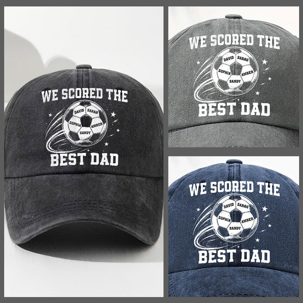 Custom Father's Day Christmas Birthday Gifts for Dad • Soccer Daddy - Personalized Vintage Washed Denim Cap