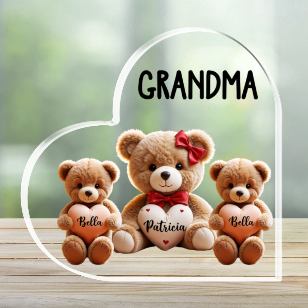 Custom Decor, Christmas Birthday Anniversary Gift Keepsake • Grandma Bear With Love Children - Personalized Acrylic Plaque