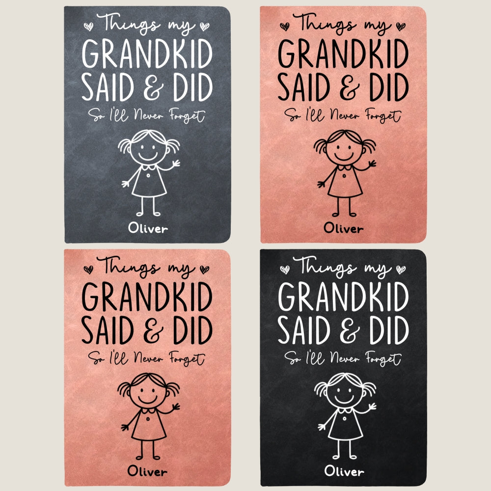 Custom Memory Notebook For Grandma, Grandpa • Things My Grandkids Said - Personalized Leather Journal