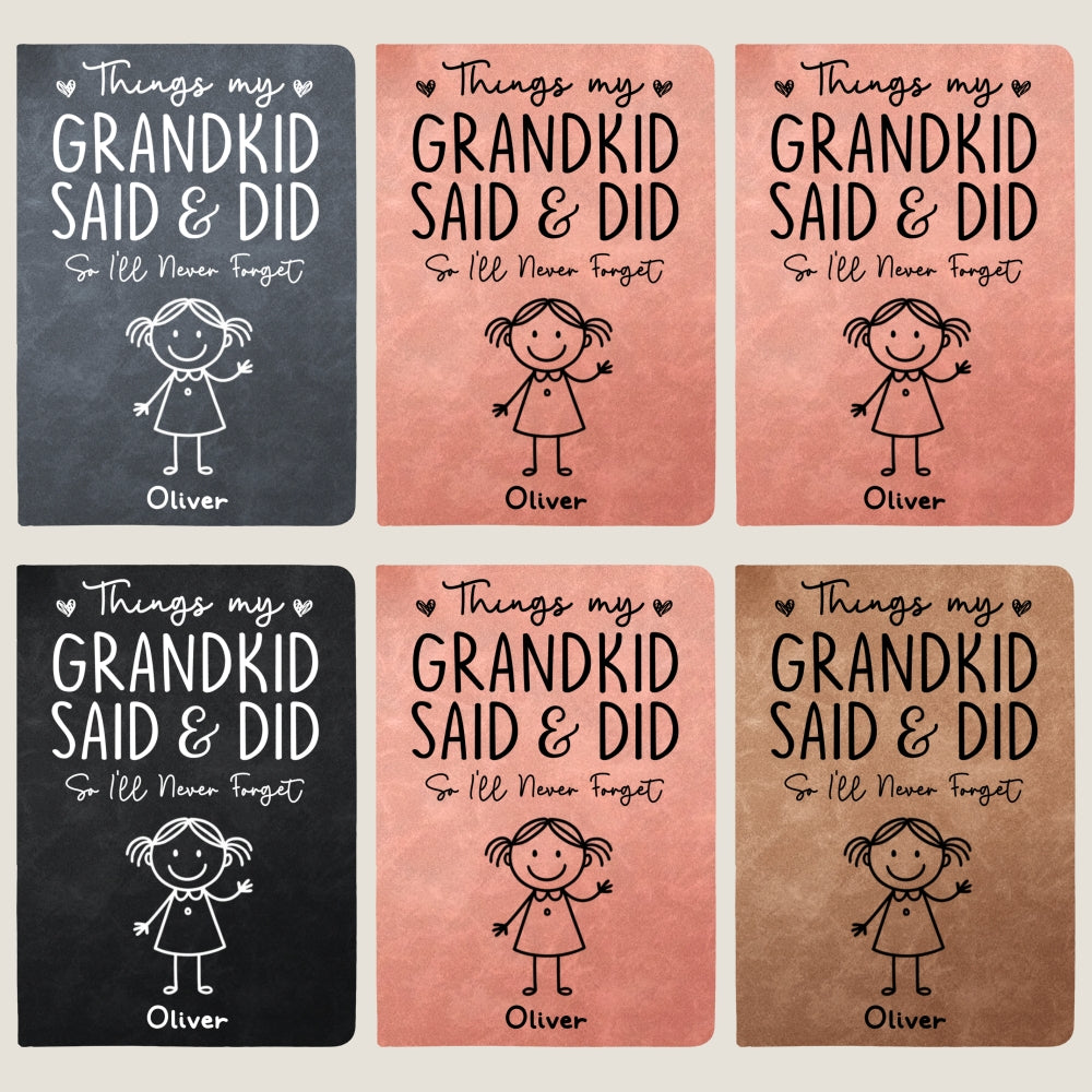 Custom Memory Notebook For Grandma, Grandpa • Things My Grandkids Said - Personalized Leather Journal