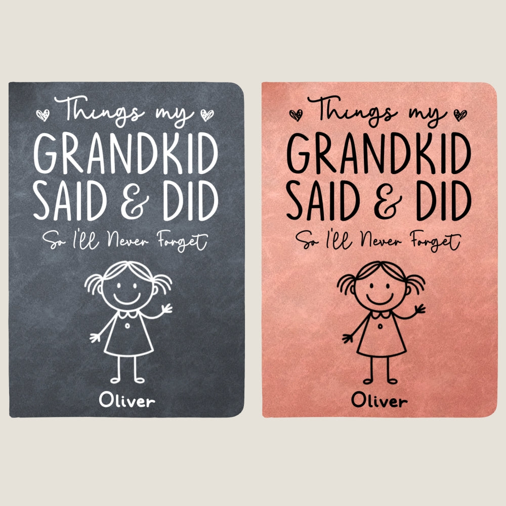 Custom Memory Notebook For Grandma, Grandpa • Things My Grandkids Said - Personalized Leather Journal