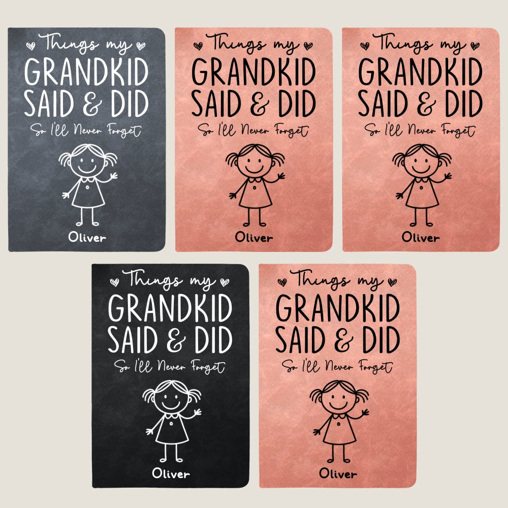 Custom Memory Notebook For Grandma, Grandpa • Things My Grandkids Said - Personalized Leather Journal