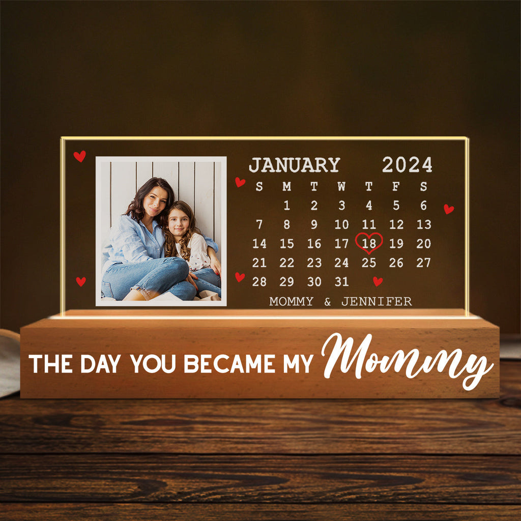 Custom Photo Mother's Day Gift for Mom Grandma • The Days You Became Mom - Personalized Acrylic 3D LED Night Light