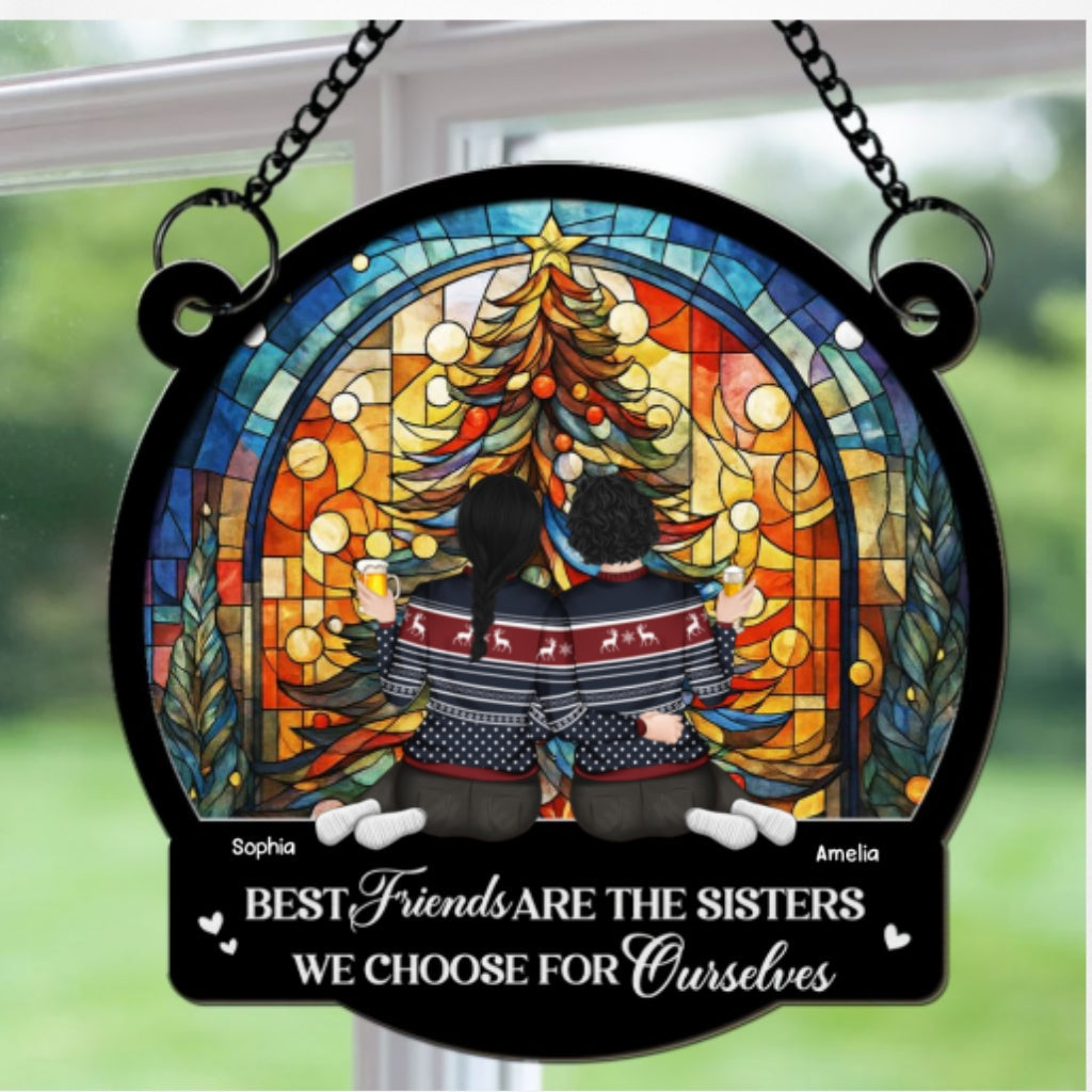 Custom Christmas Hanging Decor, for Best Friend, Friendship Gifts • Warm Wishes From Your Bestie - Personalized Suncatcher