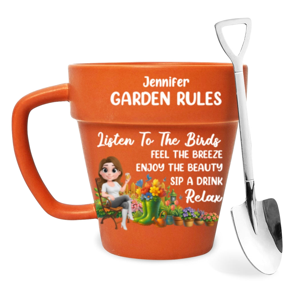 Custom Christmas & Birthday Keepsake Gift • Garden Rules - Personalized Plant Pot Mug