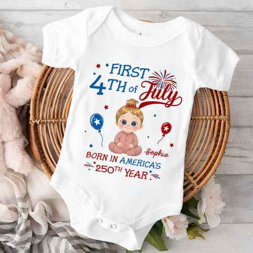 1st 4th Of July - Personalized Baby Onesie