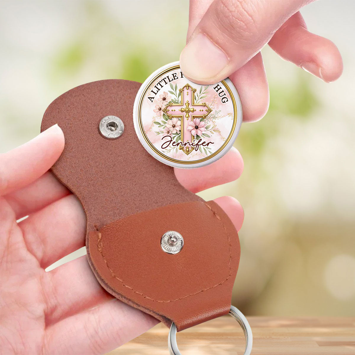 Custom Christian Coin Keychain, Faith Keepsake • Just Believe In God - Personalized Pocket Hug