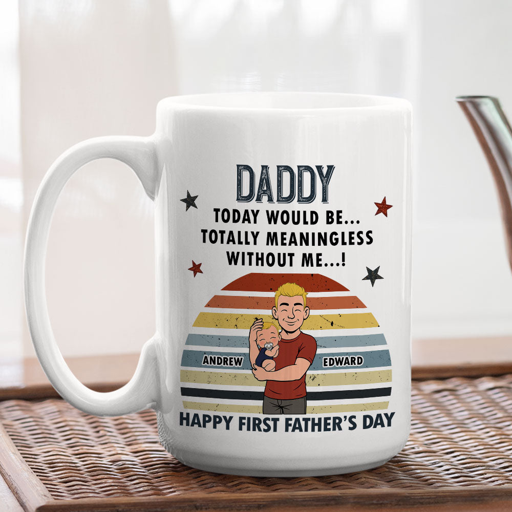 Custom First Father's Day, Christmas Gift for New Dad • Daddyhood Starts With Love - Personalized Coffee Mug