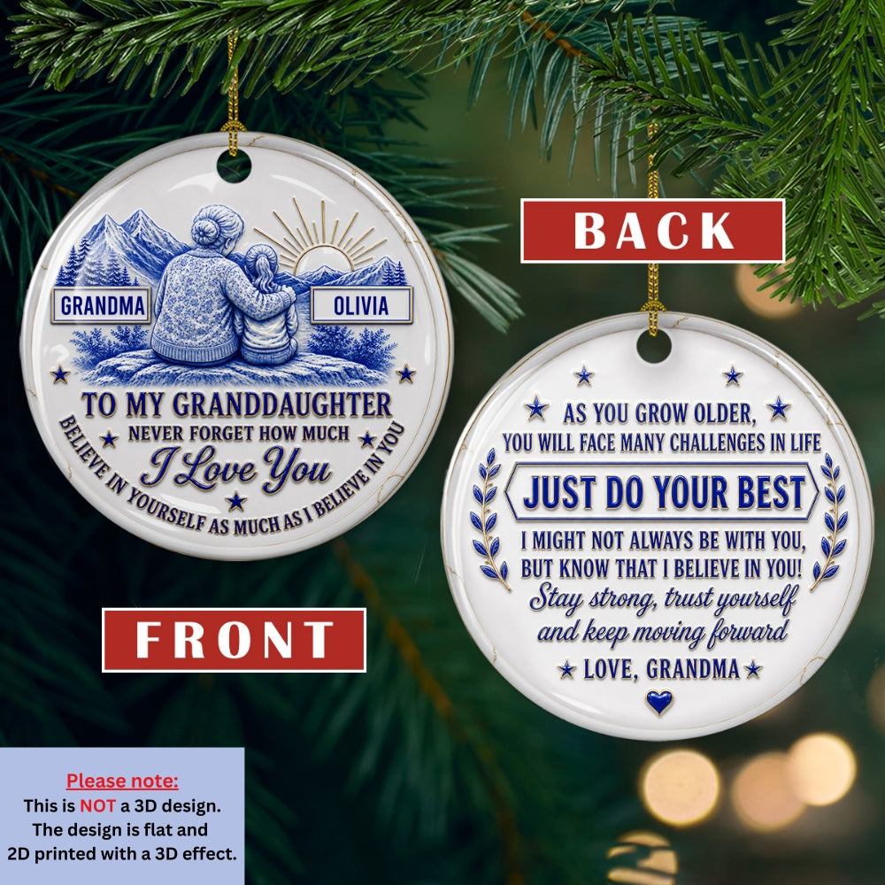 Custom Family Ornament, Christmas Gift for Family Members •  Forever My Sweet Little Sunshine - Personalized 3D Effect Ceramic Ornament