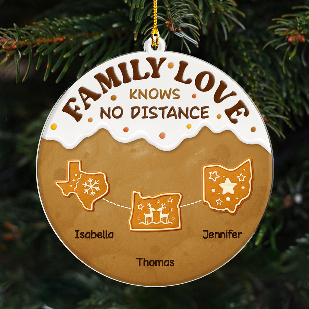 Custom Family Ornament, Christmas Gift for Family Members •  Connected By Hearts - Personalized Acrylic Ornament