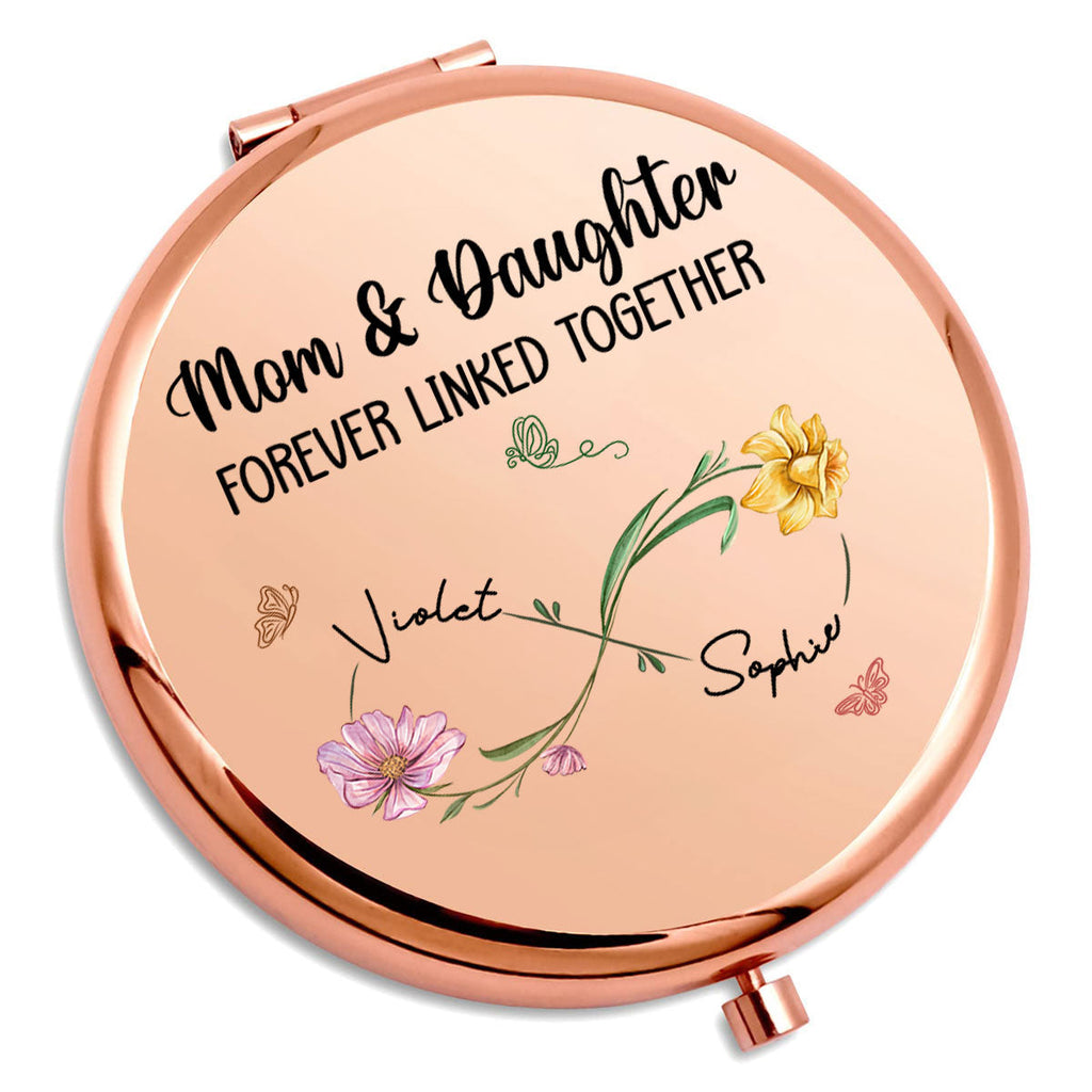 Mom And Daughter Forever Linked Together - Personalized Compact Mirror