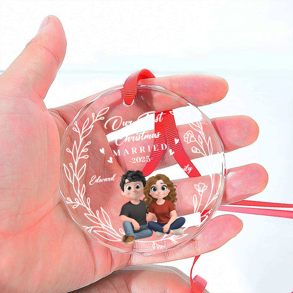 Custom Keepsake Christmas Ornament •  Our First Year As One - Personalized Glass Ornament