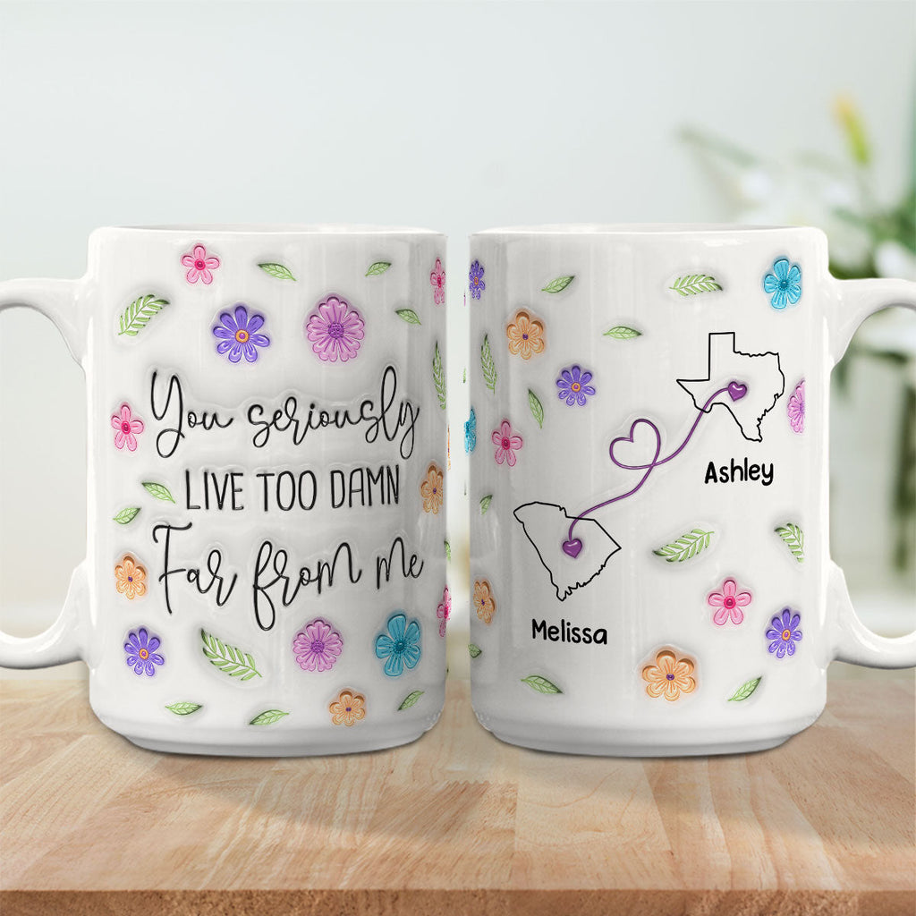 Custom Best Friend, Christmas & Birthday Friendship Keepsake Gift • Wish You Lived Much Closer - Personalized 3D Inflated Effect Mug