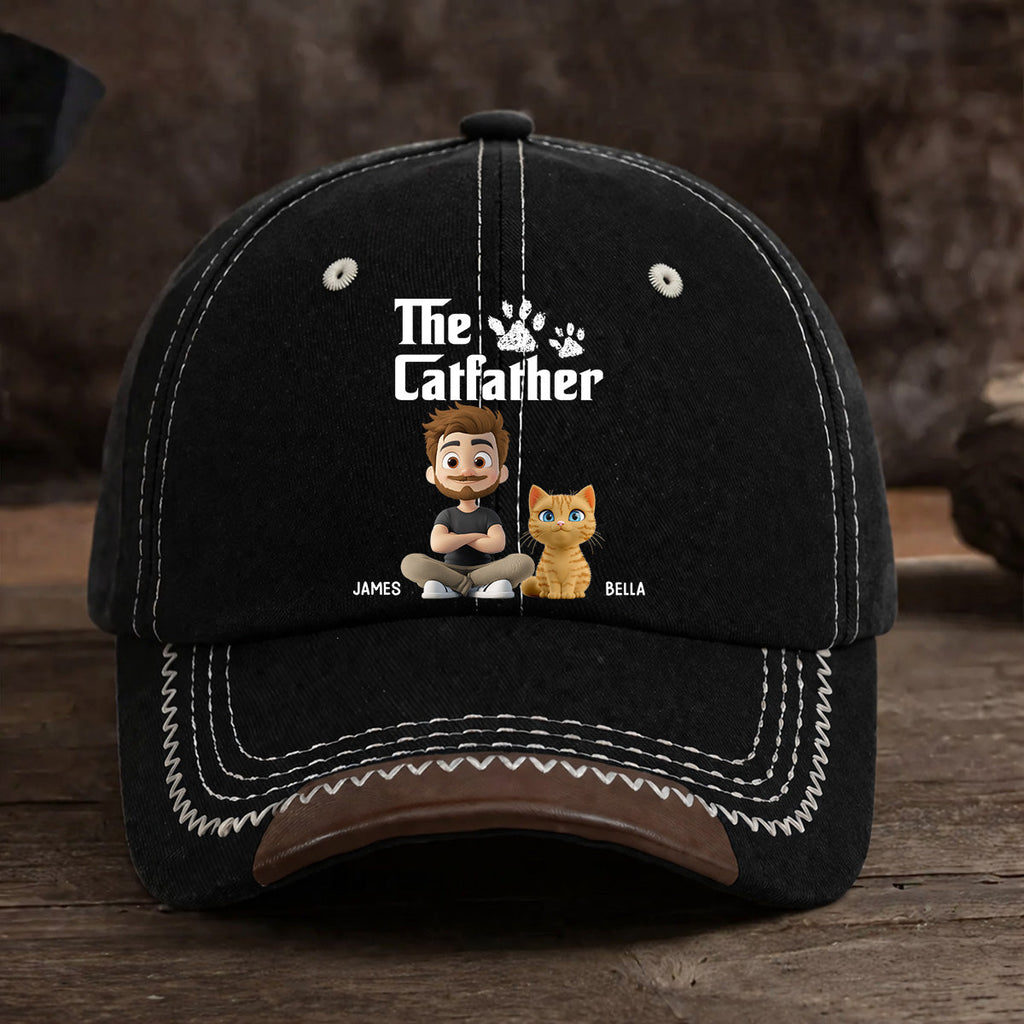 Cool Cat Father - Personalized Vintage Soft Baseball Cap