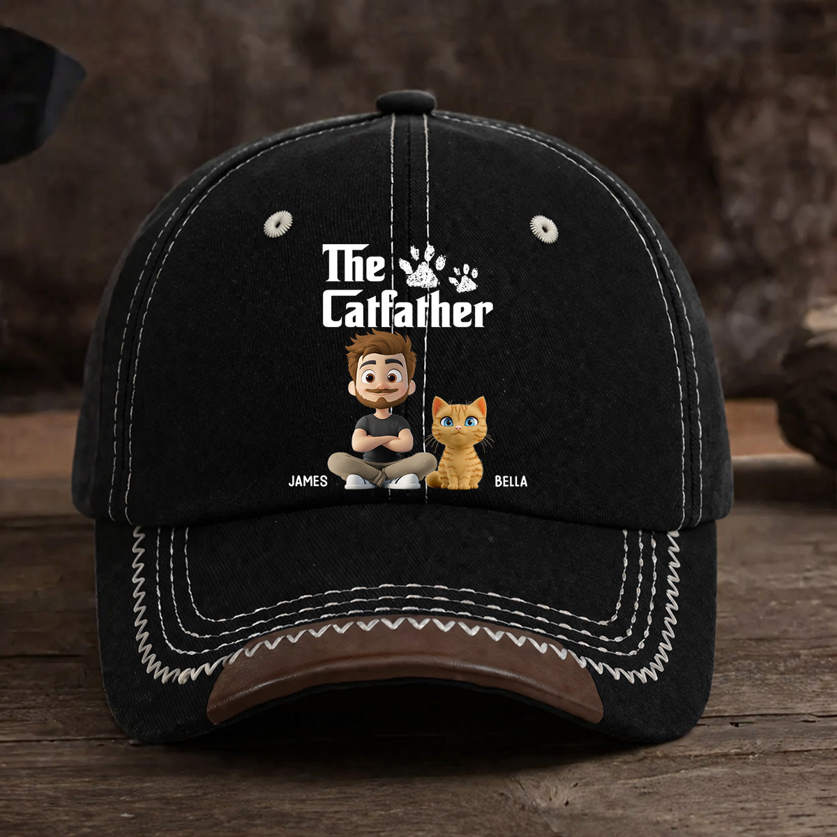 Cool Cat Father - Personalized Vintage Soft Baseball Cap