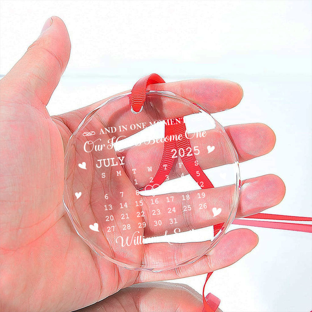 Custom Couple Christmas Ornament, Anniversary Gift •  Forever Starts With This Moment - Personalized Glass Ornament