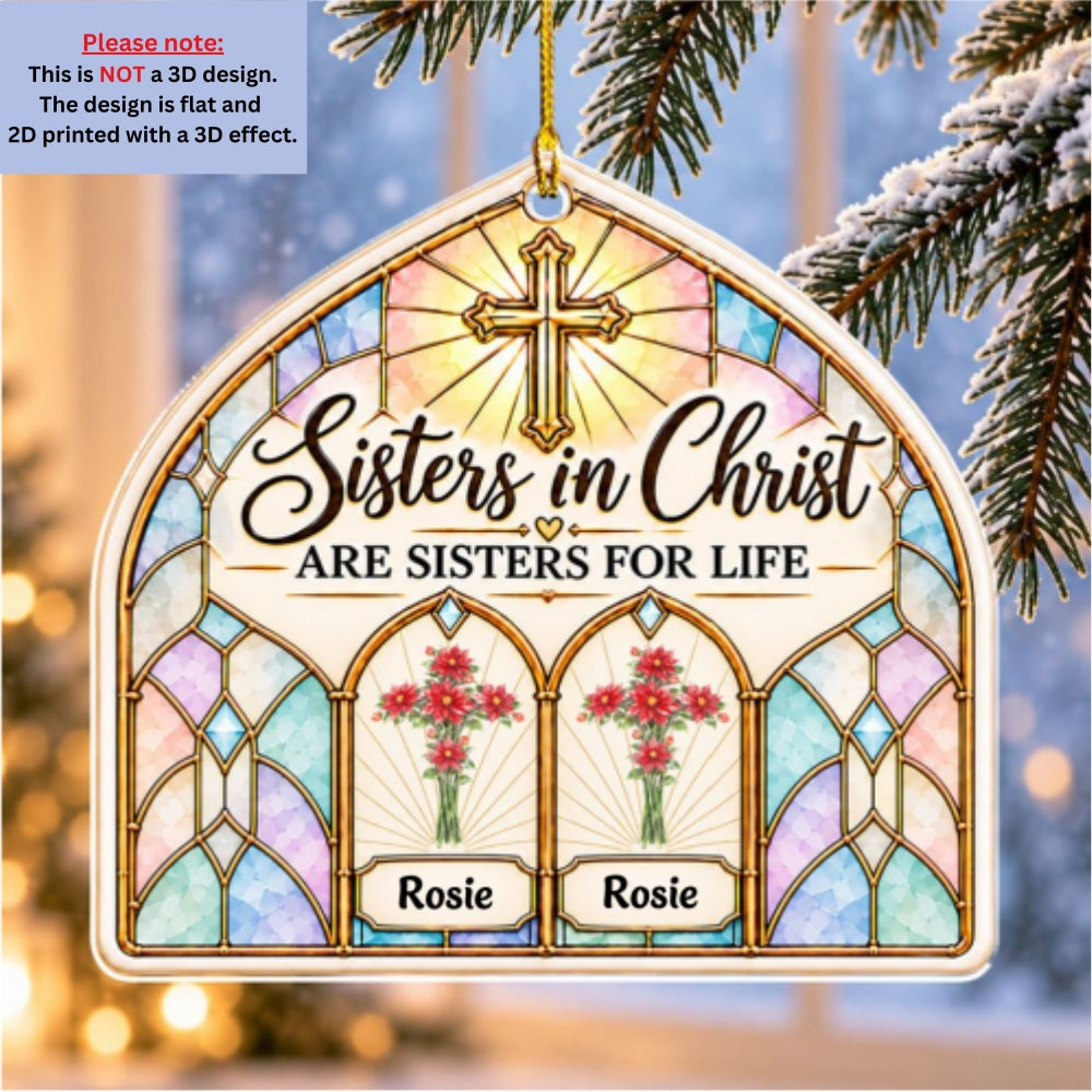 Custom Keepsake Christmas Ornament •  Sisters For Life - Personalized Acrylic Ornament