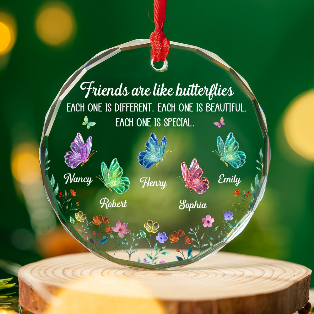 Custom Friendship Christmas Ornament, Best Friend Gift •  Festive Friends Love - Personalized Glass Ornament