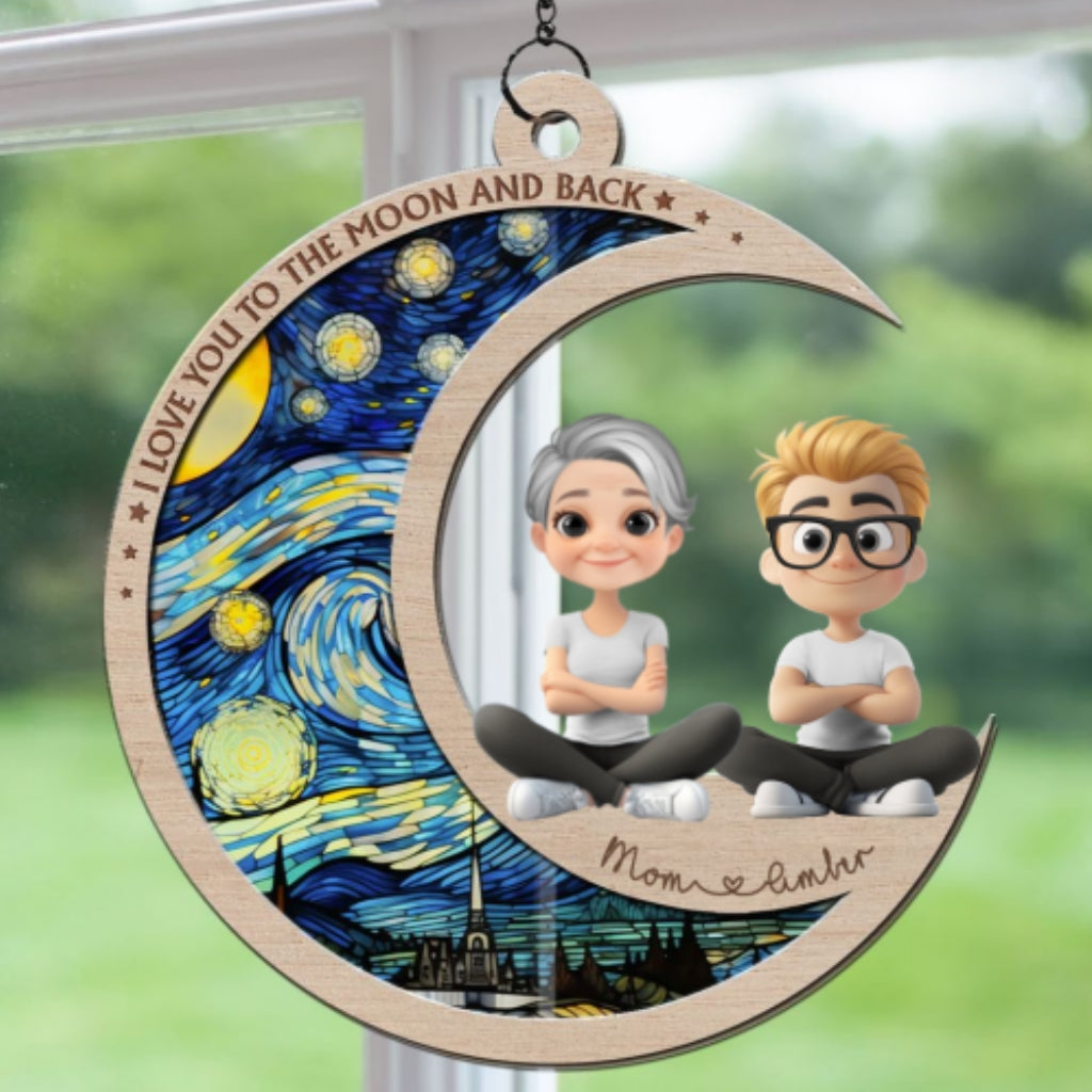 Custom Hanging Decor for Daughter Mom, Mother's Day Gifts • My World Begins With Mom - Personalized Suncatcher