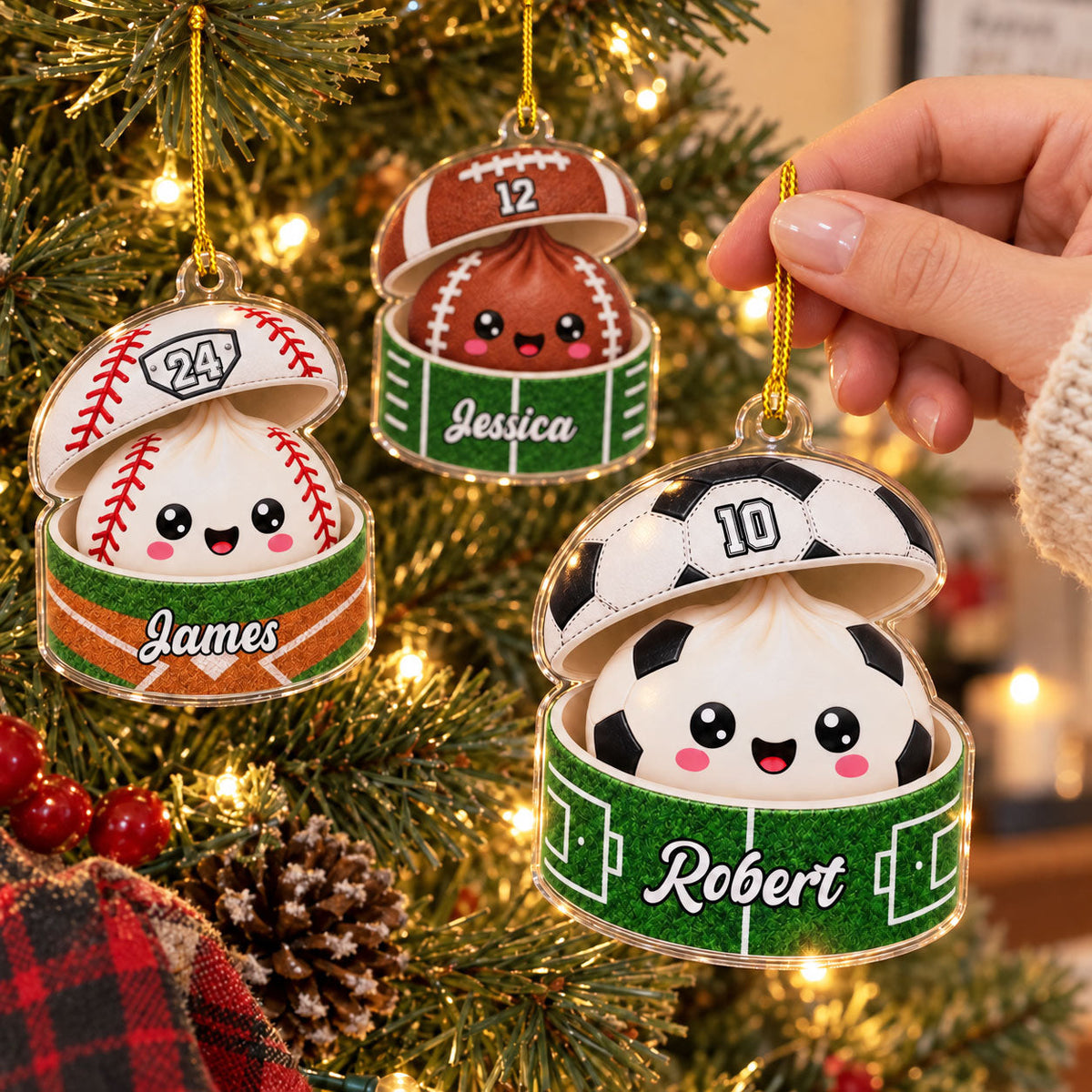 Custom Cute Gift For Kids 2026 Dumpling Squishy Hunter • A Squishy Christmas Full Joy - Personalized Acrylic Ornament