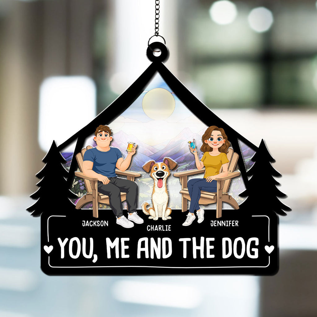 Custom Family Name Hanging Decor, Christmas Birthday Gift •  Love Bark Laugh Repeat - Personalized Suncatcher