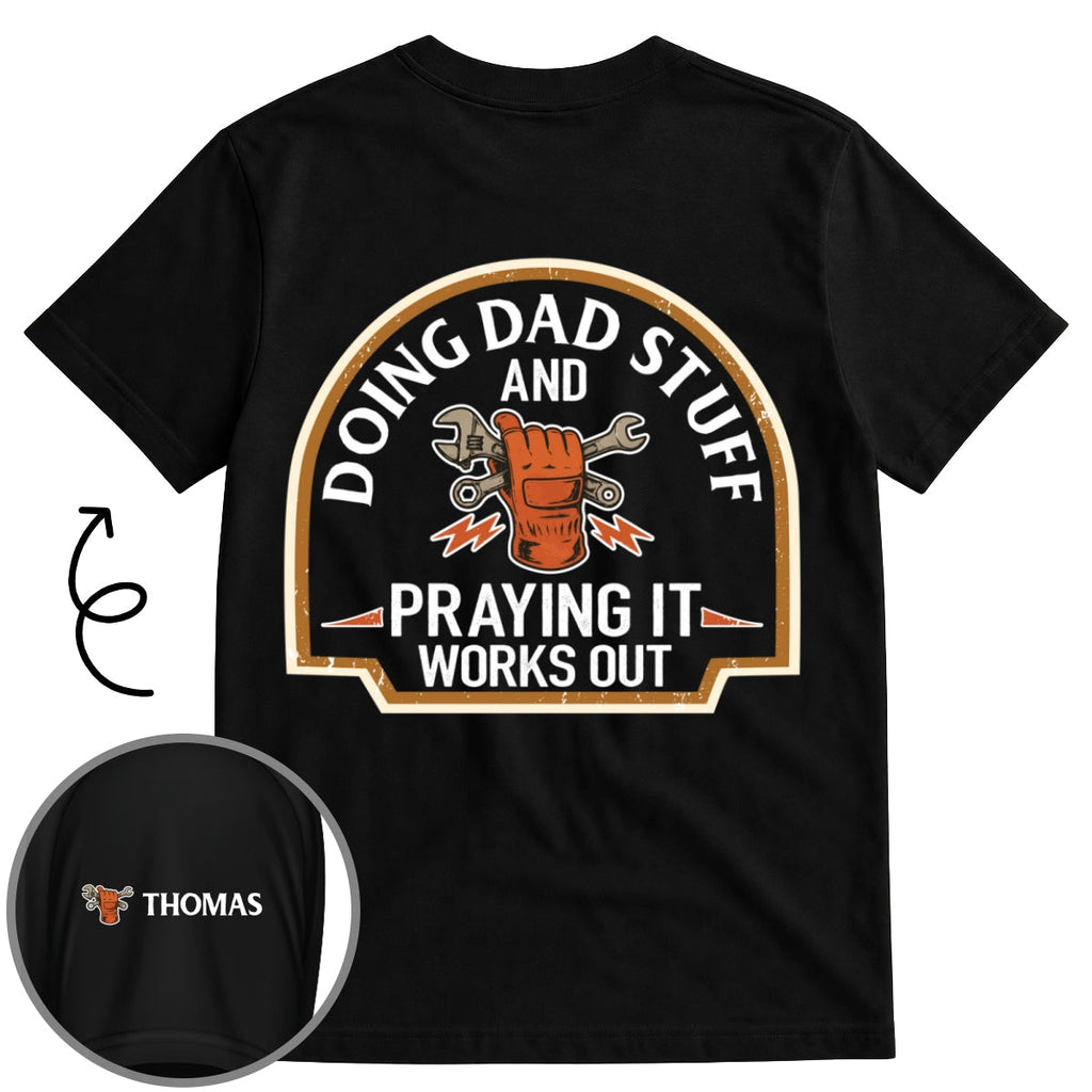 Custom Father's Day, Special Gift for Dad & Grandpa • Daddy Stuff - Personalized Shirt With Design On Sleeve