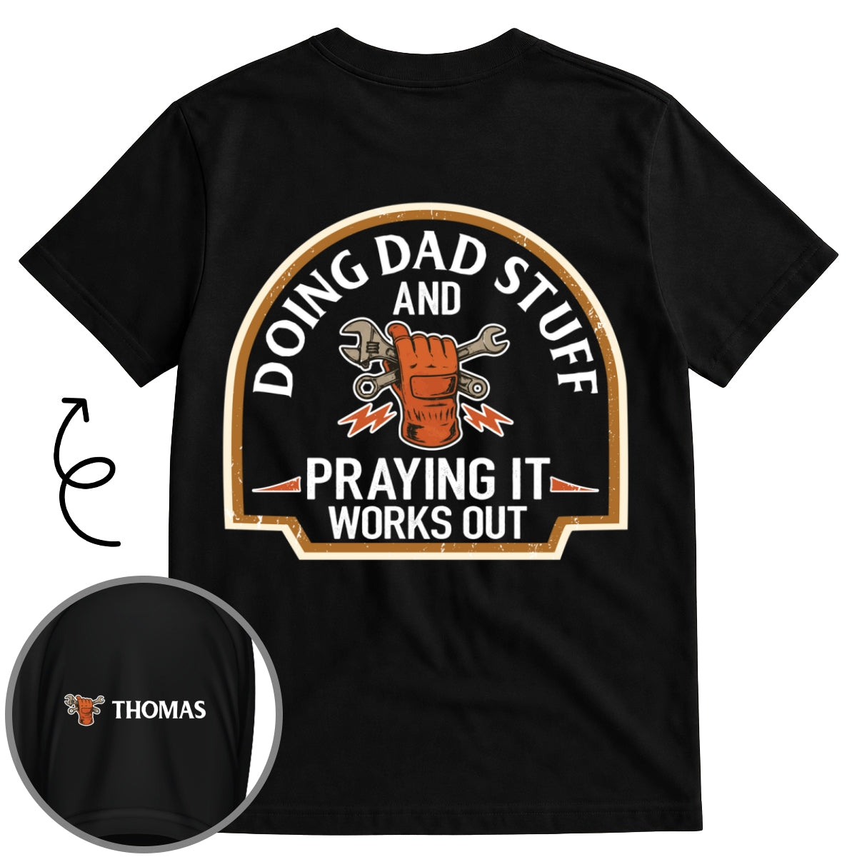 Custom Father's Day, Special Gift for Dad & Grandpa • Daddy Stuff - Personalized Shirt With Design On Sleeve