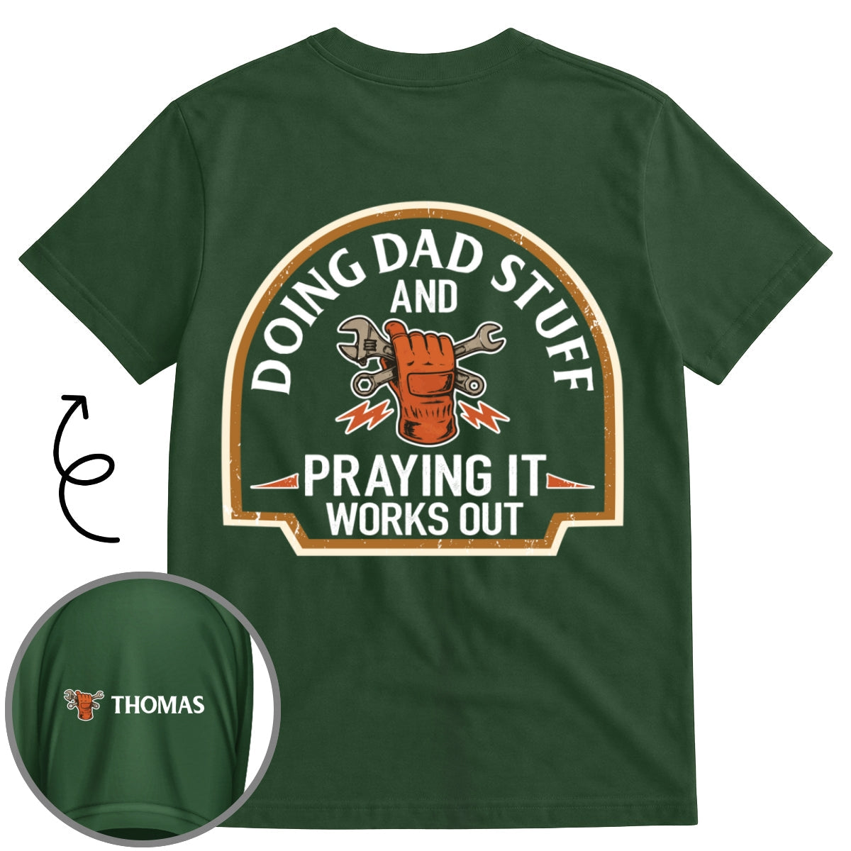 Custom Father's Day, Special Gift for Dad & Grandpa • Daddy Stuff - Personalized Shirt With Design On Sleeve