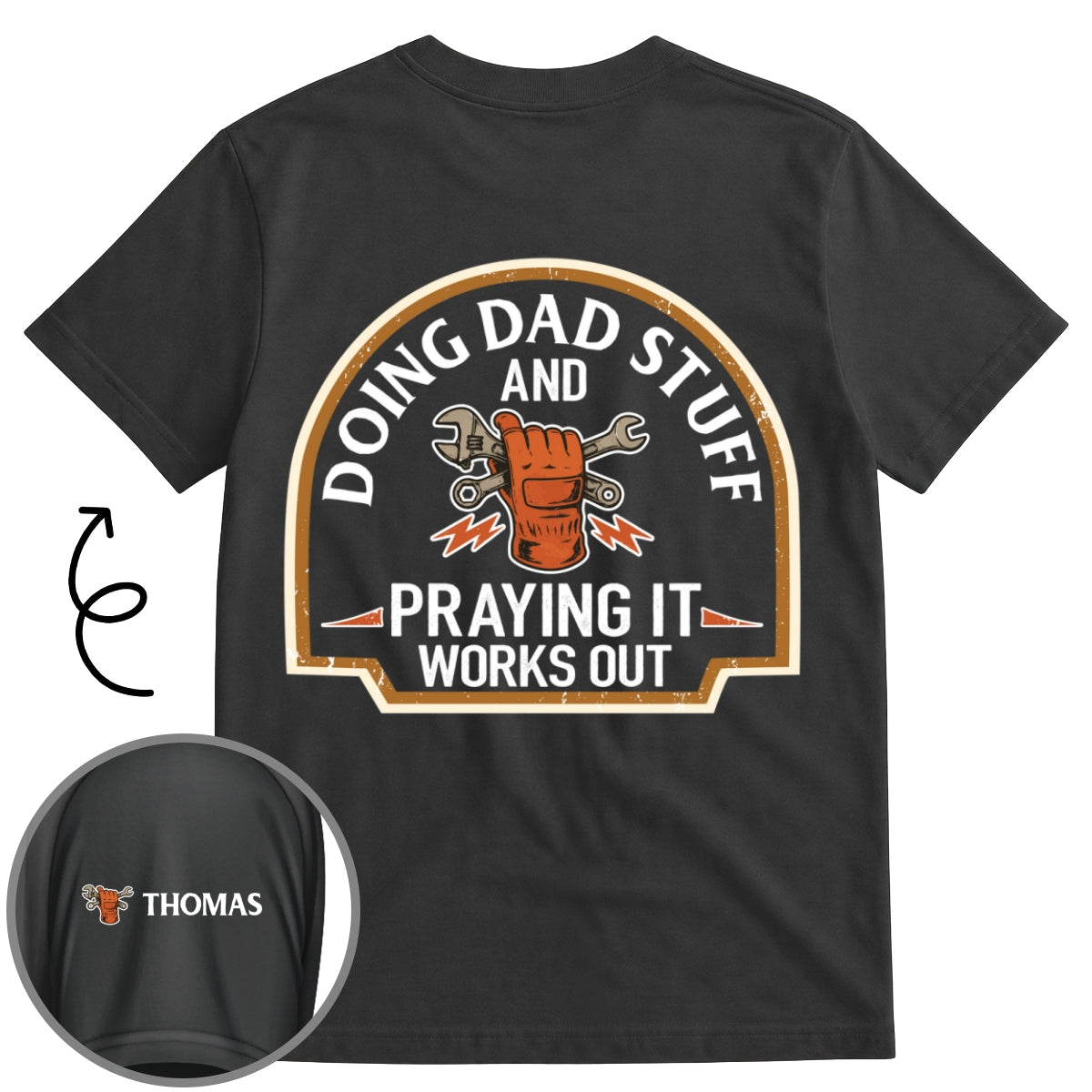 Custom Father's Day, Special Gift for Dad & Grandpa • Daddy Stuff - Personalized Shirt With Design On Sleeve
