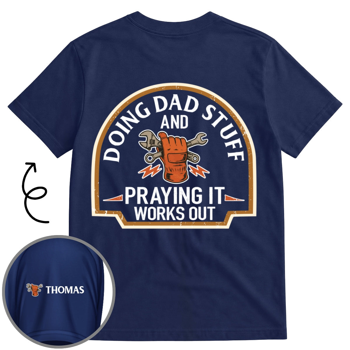 Custom Father's Day, Special Gift for Dad & Grandpa • Daddy Stuff - Personalized Shirt With Design On Sleeve