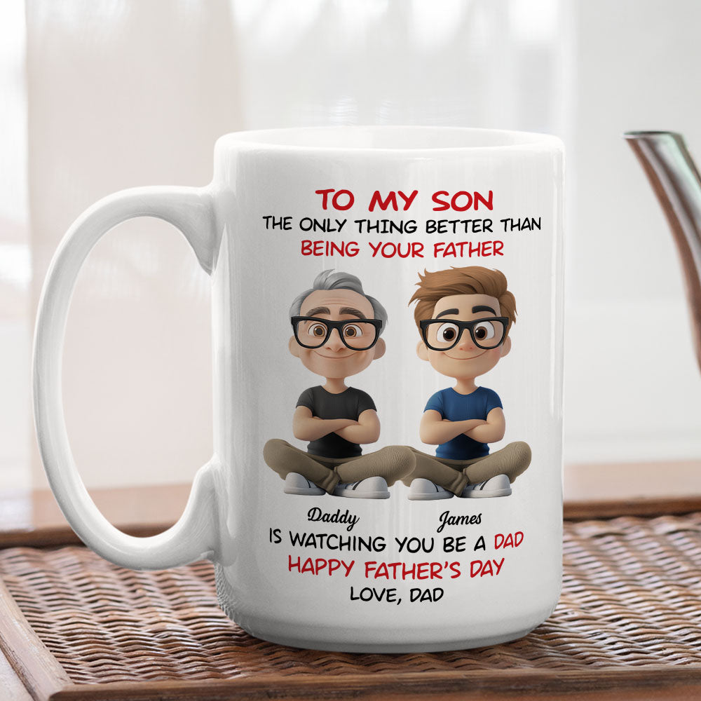 Custom Father's Day Gift For Son • Dad To My Son Cartoonize - Personalized Coffee Mug