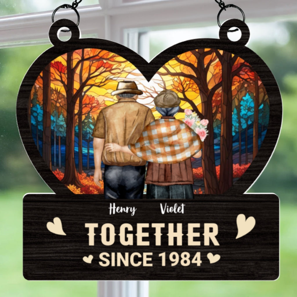 Custom Couple Hanging Decor, Anniversary Valentine's Day Gifts • Together Love - Personalized Suncatcher