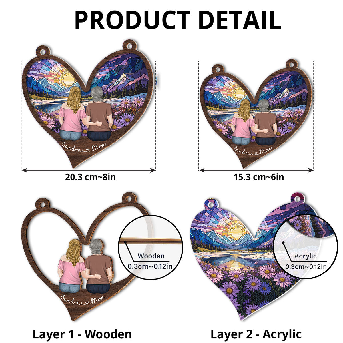 Custom Hanging Decor for Mom Daughter, Mother's Day Gifts • Mom We Love You - Personalized Suncatcher