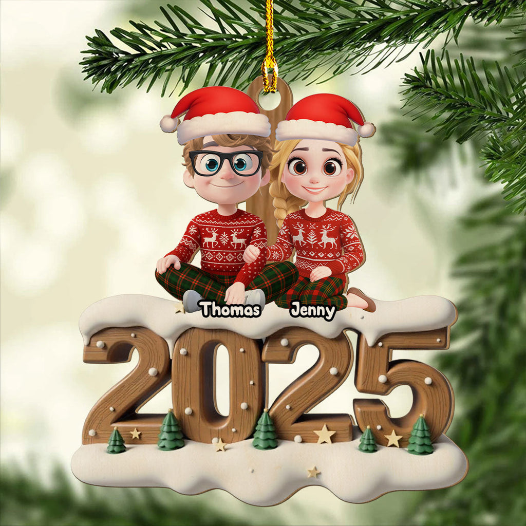 Custom Couple Christmas Ornament, Anniversary Gift •  Us From Now Onwards - Personalized 3D Effect Wood Ornament