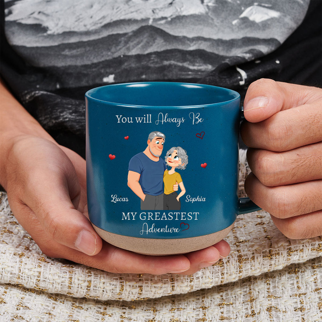 Custom Anniversary Keepsake Gifts For Couple • My Greatest Adventure - Personalized Pottery Mug
