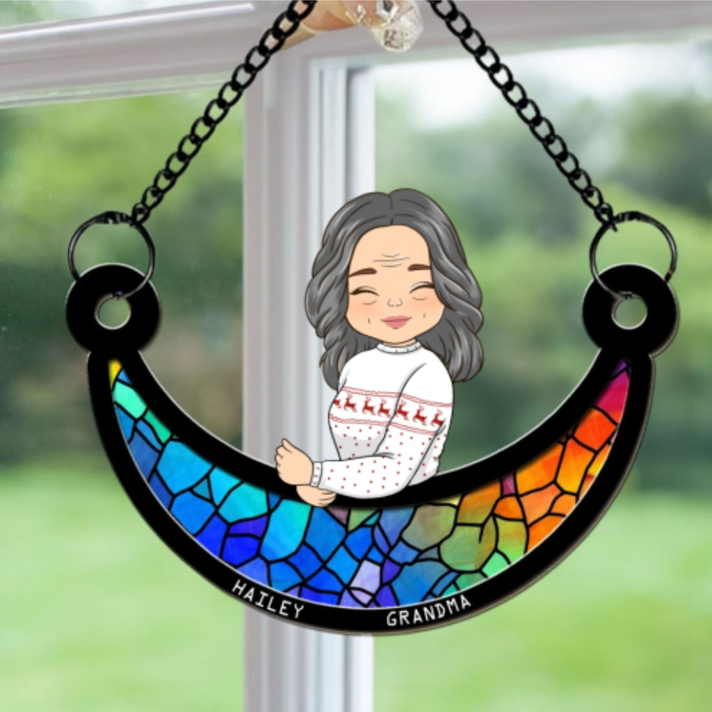 Custom Grandma Hanging Decor, Mother's Day Birthday Gifts • Grandma Love - Personalized Suncatcher