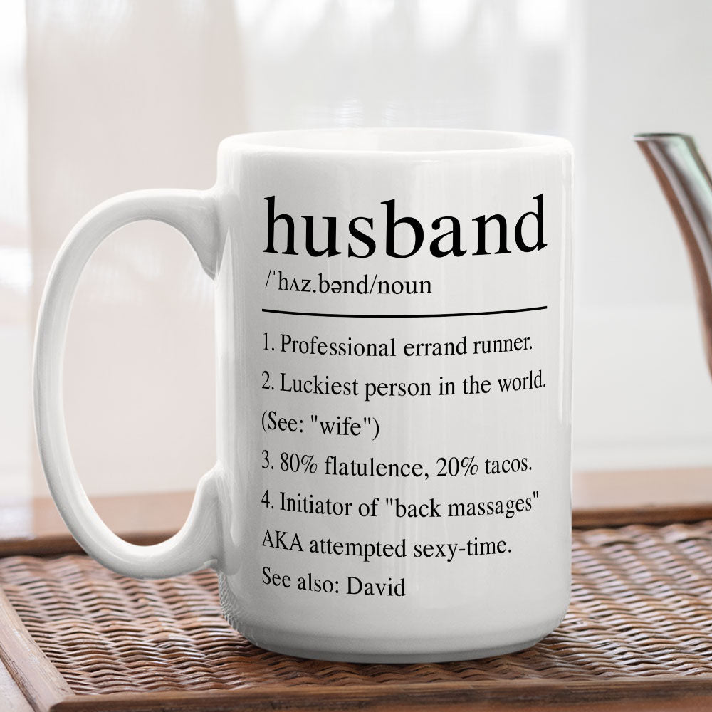 Custom Anniversary Keepsake Gifts For Couple • Husband Funny Definition - Personalized Coffee Mug