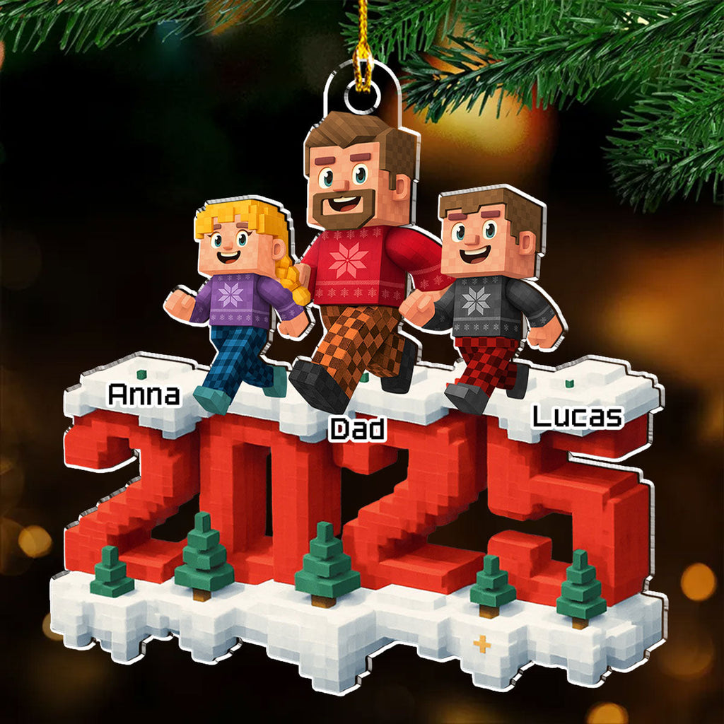 Custom Family Ornament, Christmas Gift for Family Members •  Just Us In This Year - Personalized 3D Effect Acrylic Ornament