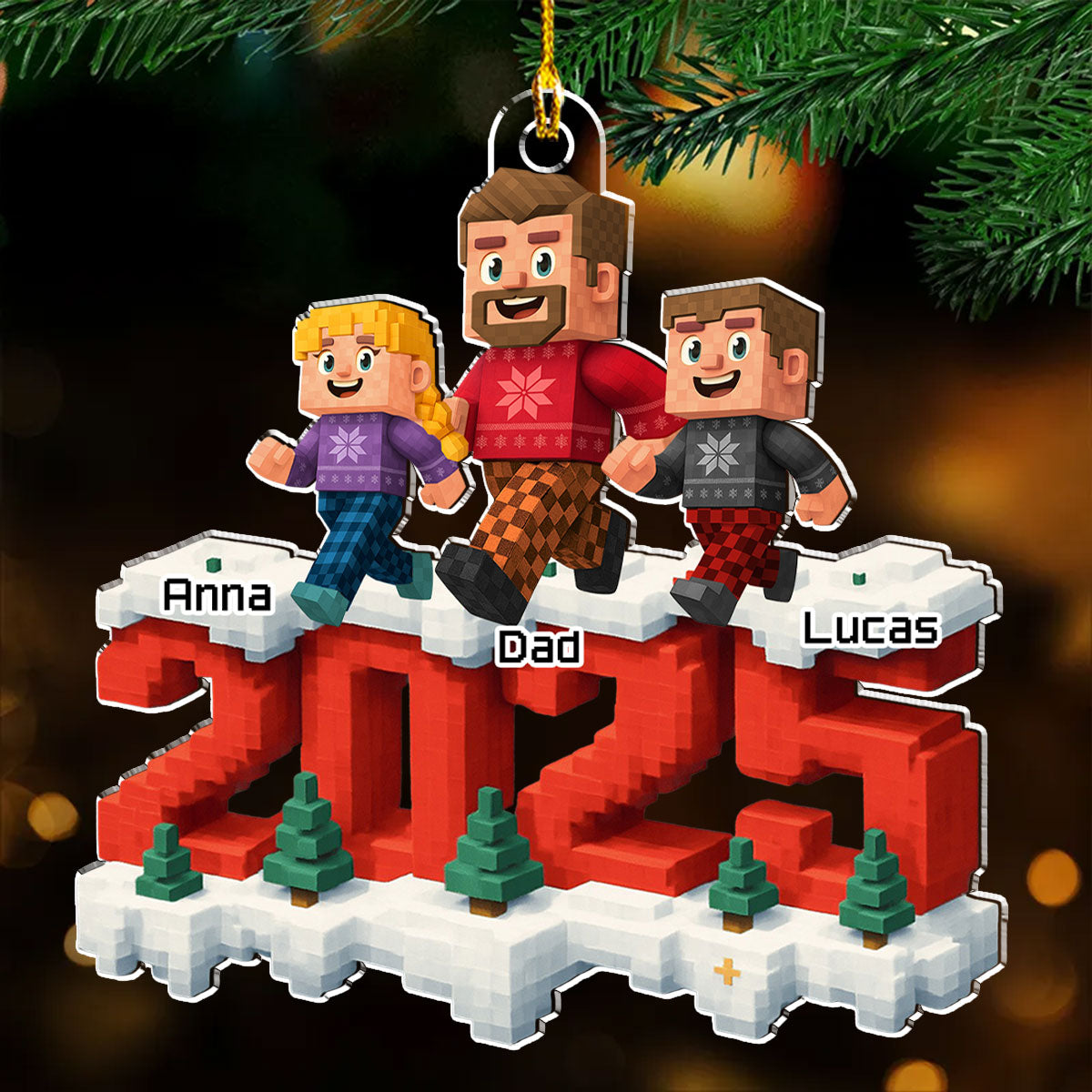 Custom Family Ornament, Christmas Gift for Family Members •  Just Us In This Year - Personalized 3D Effect Acrylic Ornament
