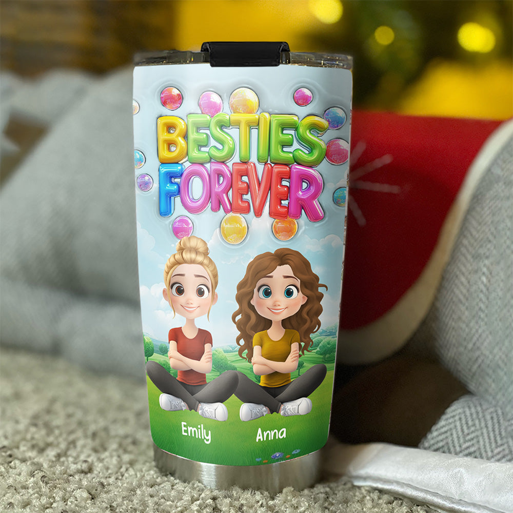 Custom Christmas Birthday Gifts For Best Friend • Besties Love Moments - Personalized 3D Inflated Effect Tumbler
