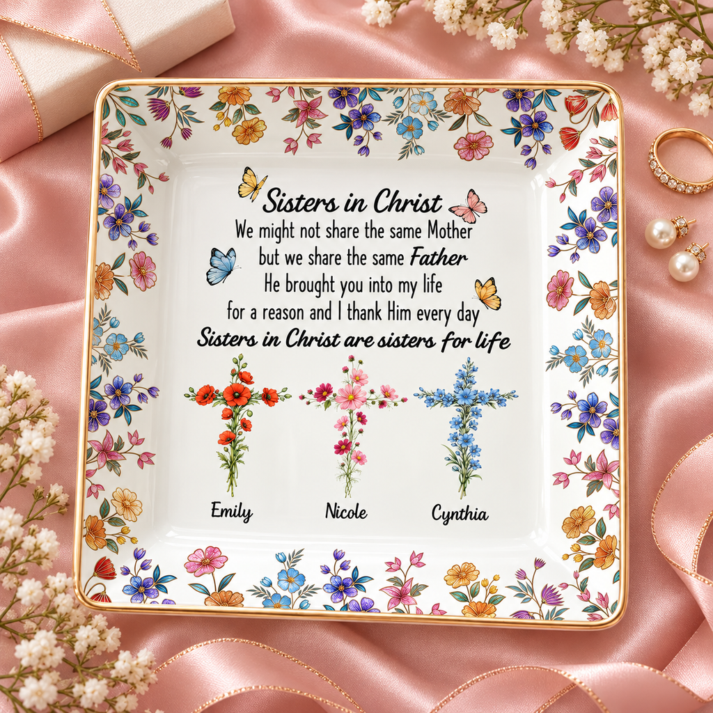 Custom Trinket Dish Gift for Friend, for Soul Sister • Connected By Faith - Personalized Jewelry Dish