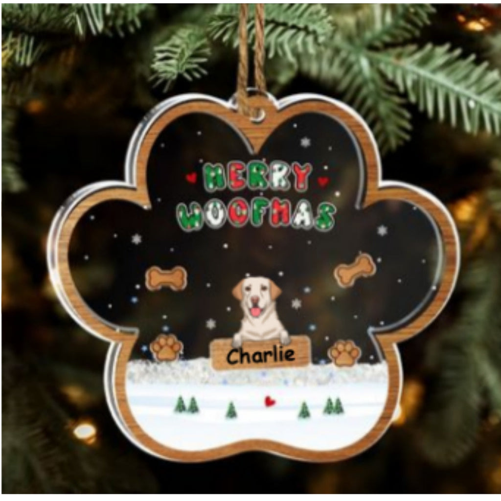 Custom Keepsake Christmas Ornament •  Woofmas Winter - Personalized Acrylic Shaker Ornament