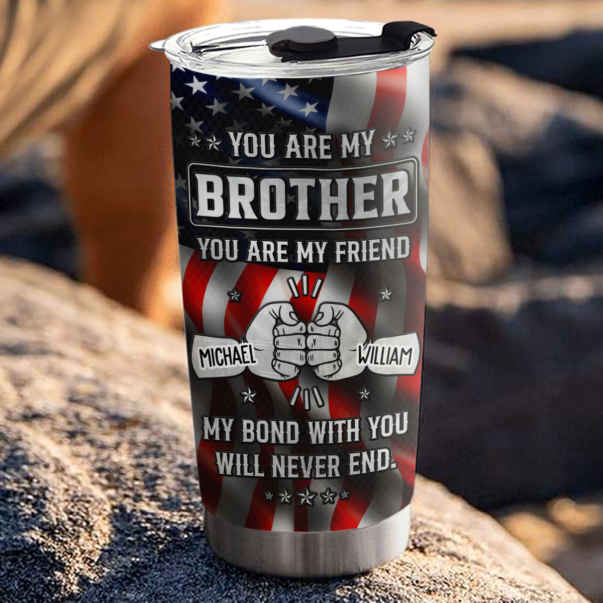 Custom Christmas Birthday Gifts For Brother • My Bond With You American - Personalized Tumbler