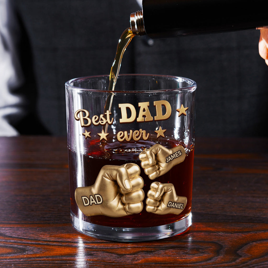 Custom Father's Day Birthday Gifts for Dad • Gold Best Dad - Personalized Whiskey Glass