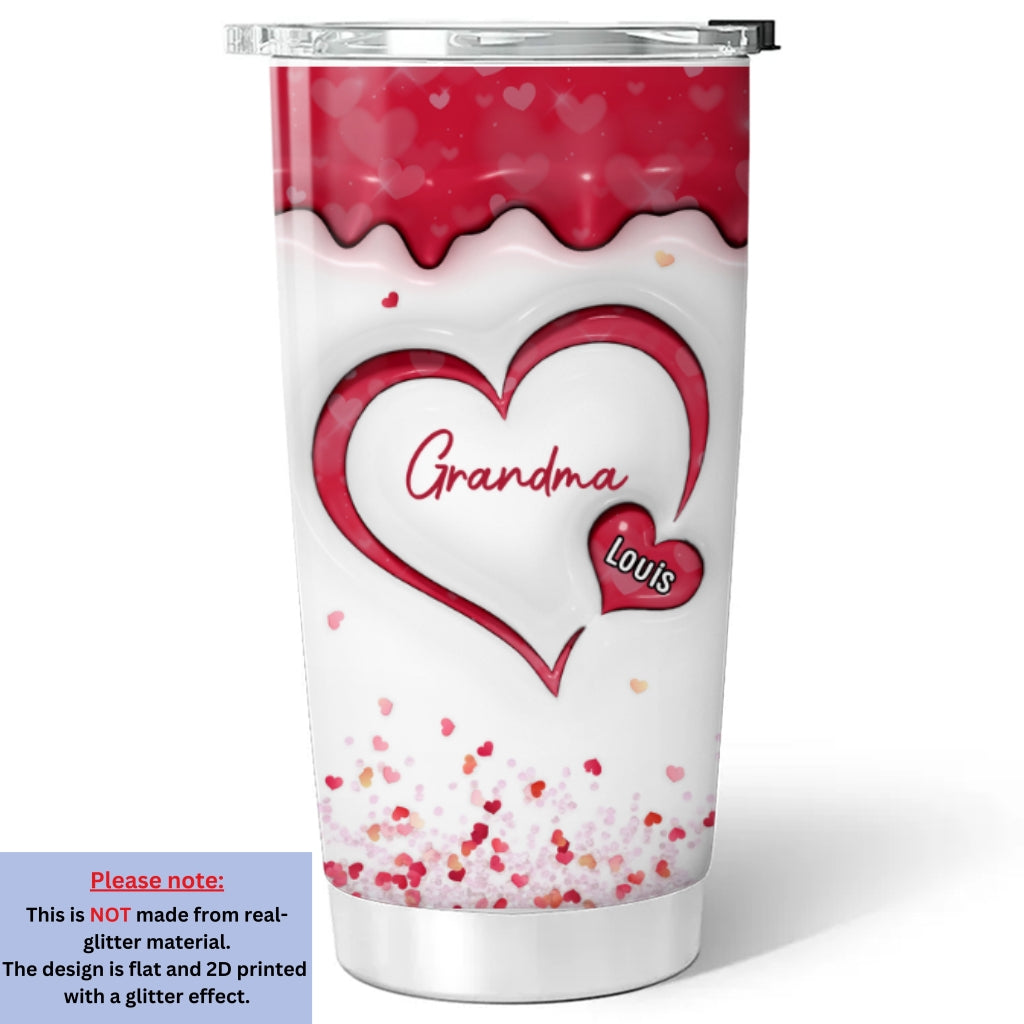 Custom Mother's Day Birthday Gifts For Grandma • We Love You More Than Words - Personalized 3D Inflated Effect Tumbler